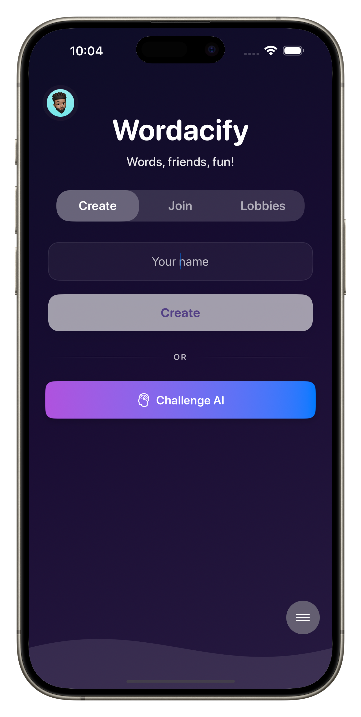 Wordacify Main Menu